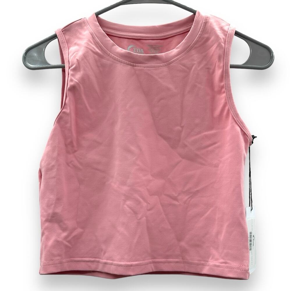 Zyia Active Muted Pink High Neck Stronger Cropped Tank Top Size L NEW